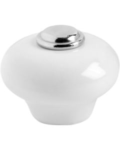 Bouton pour placard 409-32 - Porcelaine / Plaqué nickel 