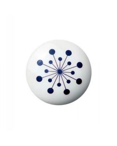 Bouton / Crochet en porcelaine Flower - Bleu - Anne Black