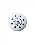Bouton / Crochet en porcelaine Flower - Bleu - Anne Black