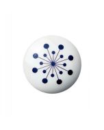 Bouton / Crochet en porcelaine Flower - Bleu - Anne Black