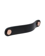 Poignée ronde Loop - Cuir noir / Laiton poli - Beslag Design